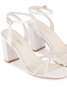 Bella Belle Open-Toe Pearl Strap Block Heels